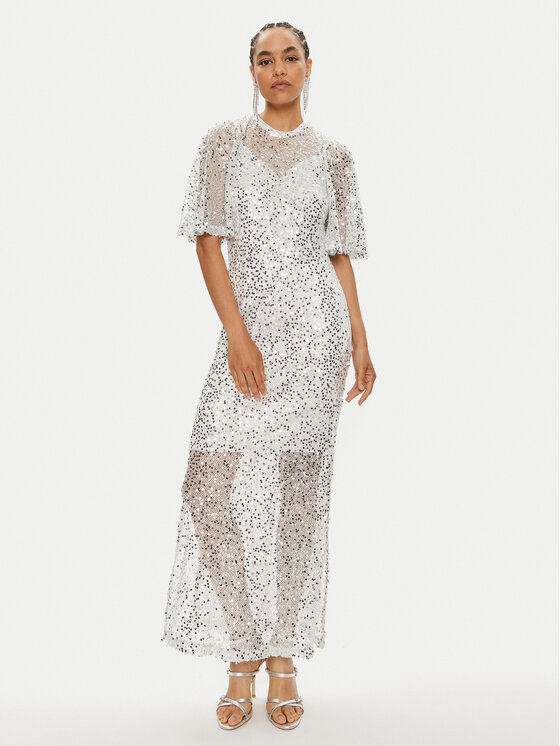 Vila Vila Abito da sera Vidance S/S 14103264 Argento Regular Fit