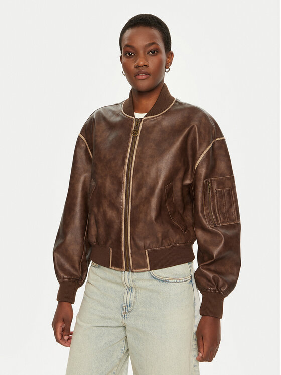 Guess Guess Bundy bomber W5RL21 WGW40 Hnedá Regular Fit