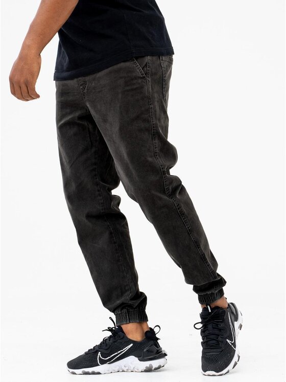 Jigga Wear Jigga Wear Joggery Spodnie Jeansowe Jogger Męskie ACIDWASH Ciemne Szare Jigga Wear Crown 5XL Szary Regular Fit