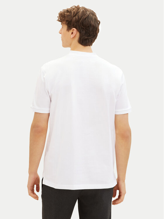Tom Tailor Denim Tom Tailor Denim Тениска с яка и копчета 1041183 Бял Regular Fit