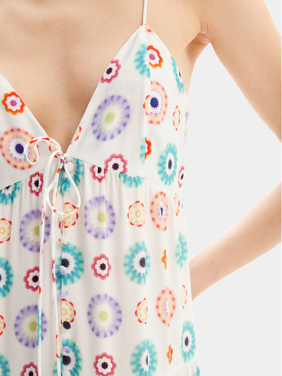 Desigual Desigual Poletna obleka Galactica 24SWVW06 Bela Regular Fit