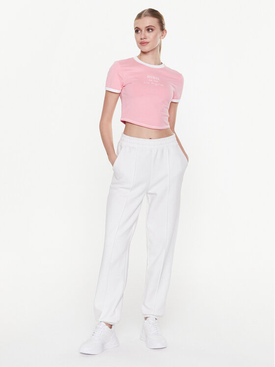 Guess Guess T-krekls Signature V3GI02 KBNW0 Rozā Slim Fit