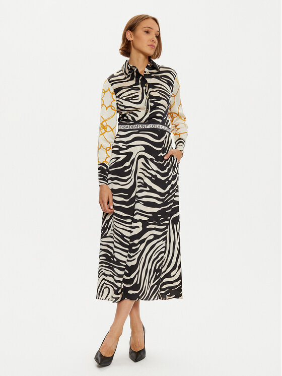 LOLA CASADEMUNT LOLA CASADEMUNT Sukienka koszulowa LF2416007 Czarny Regular Fit