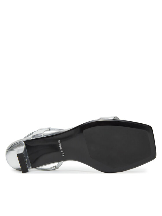 Calvin Klein Calvin Klein Sandały Heel Sandal 50 Squared Metallic HW0HW02560 Srebrny