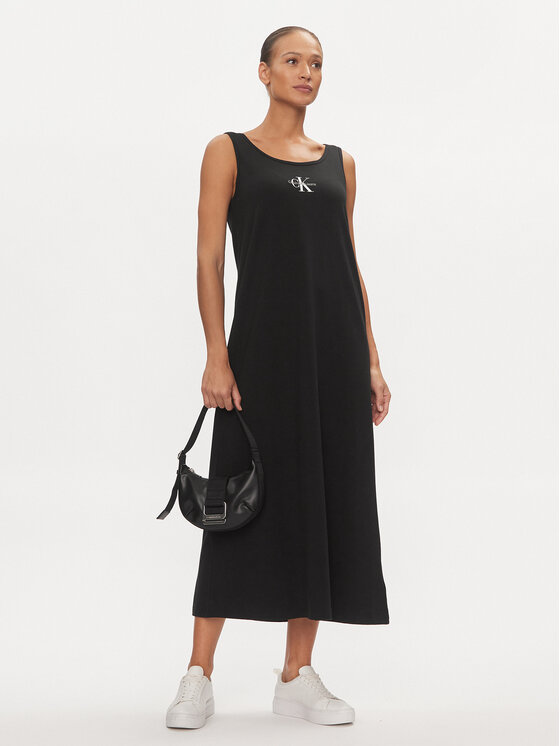 Calvin Klein Jeans Calvin Klein Jeans Φόρεμα καλοκαιρινό Monologo J20J223702 Μαύρο Loose Fit