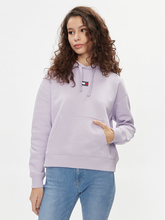 Tommy Jeans Džemperis ar kapuci Badge DW0DW17326 Violets Boxy Fit