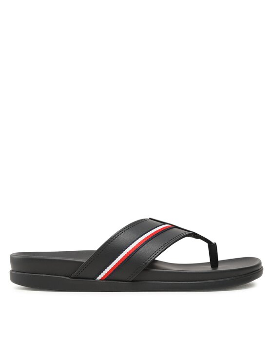 Tommy Hilfiger Japonke Leather Toe Post Sandal FM0FM04460 Črna