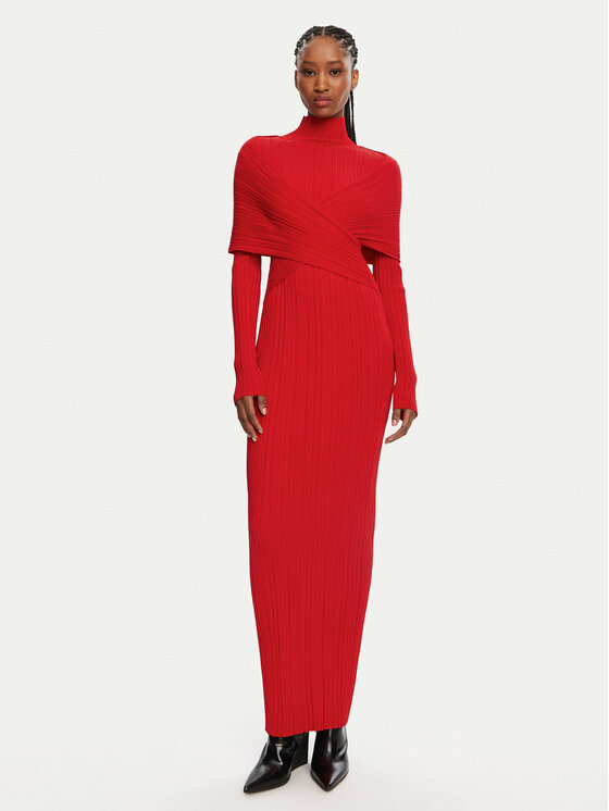 Balmain Balmain Večernja haljina DF0RR835KH70 Crvena Slim Fit