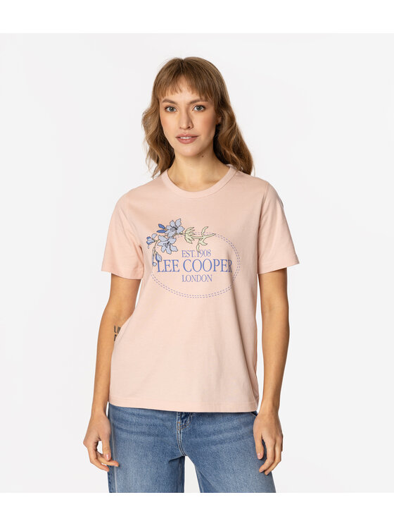 Lee Cooper Lee Cooper T-Shirt BLUE FLOWERS 1160 Różowy Regular Fit