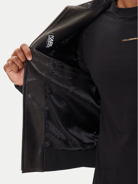 KARL LAGERFELD KARL LAGERFELD Kožená bunda 555000 554400 Černá Regular Fit