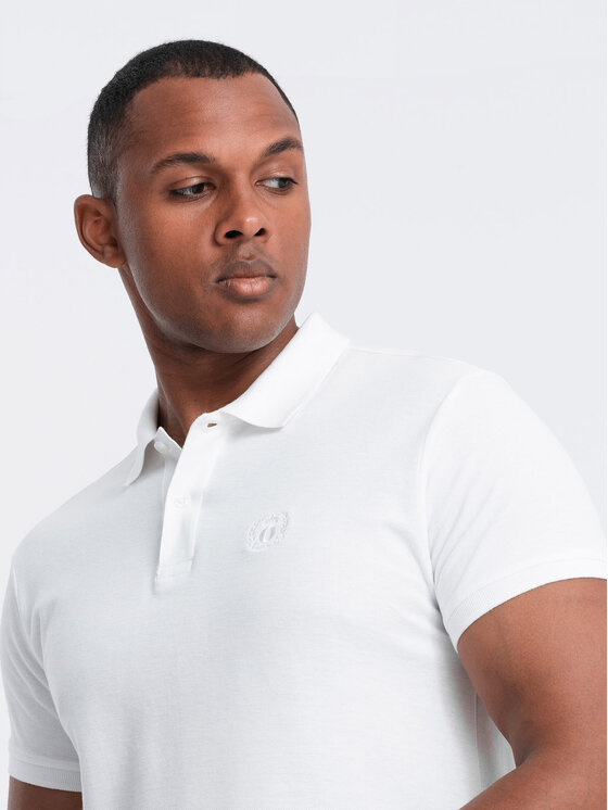 Ombre Ombre Polo OM-POBS-0100 Biały Regular Fit