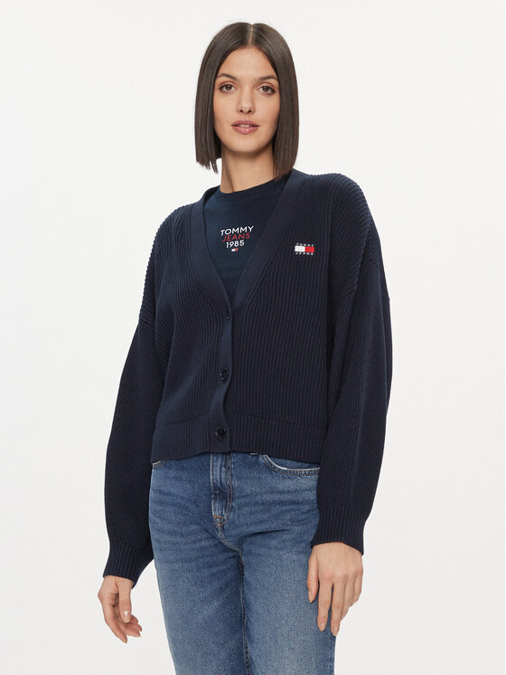 Tommy Jeans Kardigāns Essential DW0DW17253 Tumši zils Relaxed Fit