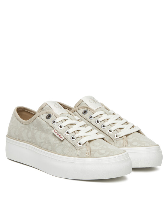 Calvin Klein Jeans Calvin Klein Jeans Sportcipők Vulc Flatf Jacquard Aop YW0YW01965 Bézs