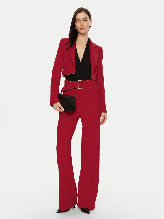 Rinascimento Rinascimento Medžiaginės kelnės CFC0121912003 Raudona Regular Fit