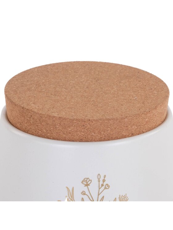 MIAhome MIAhome Pojemnik metalowy biały z korkową pokrywką 750 ml COFFEE Biały