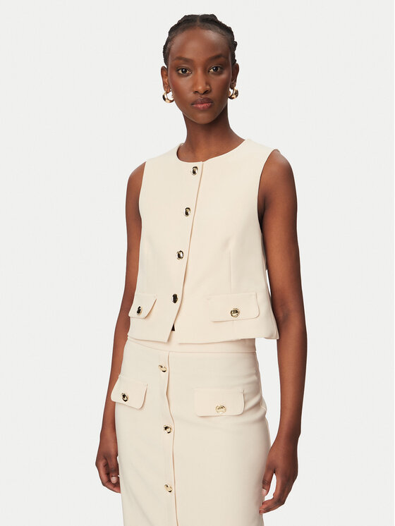 Rinascimento Rinascimento Obleková vesta CFC0128265003 Béžová Slim Fit