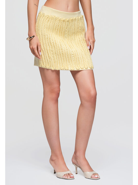 Ombre Ombre Spódnica mini OW-GL-E0016 Żółty Authentic Slim Fit