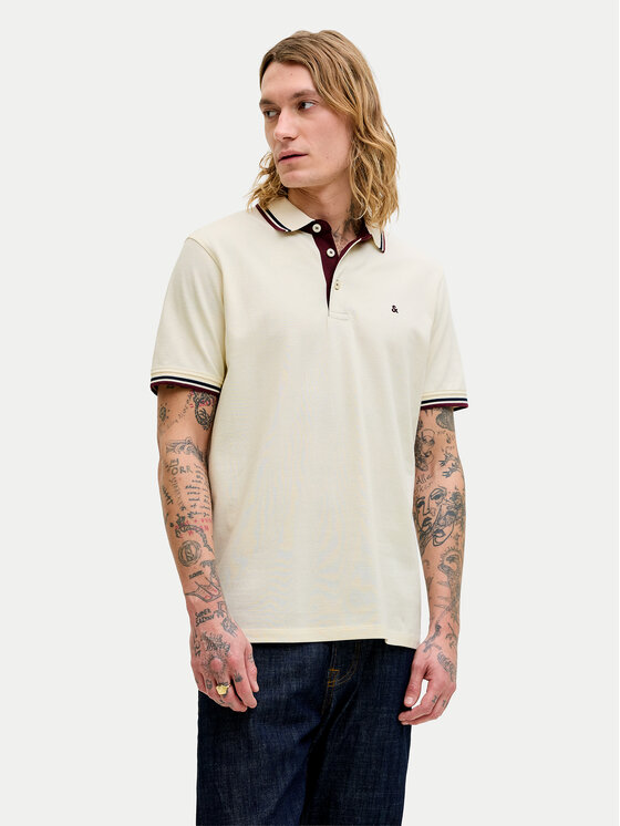 Jack & Jones Tricou polo Paulos 12136668 Crem Regular Fit