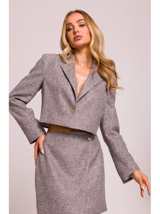 Made of Emotion Made of Emotion Marynarka M853 Czarne rodowanie Cropp Fit