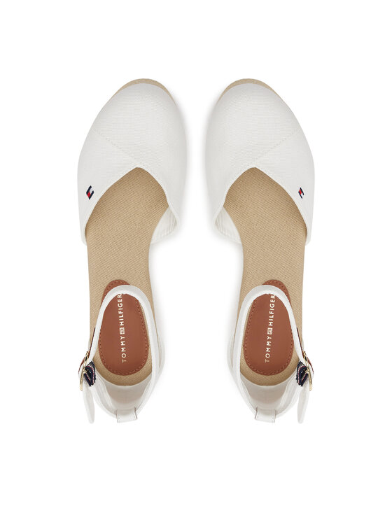 Tommy Hilfiger Tommy Hilfiger Pusbačiai Flag Closed Toe Mid Wedge Espad FW0FW08657 Balta