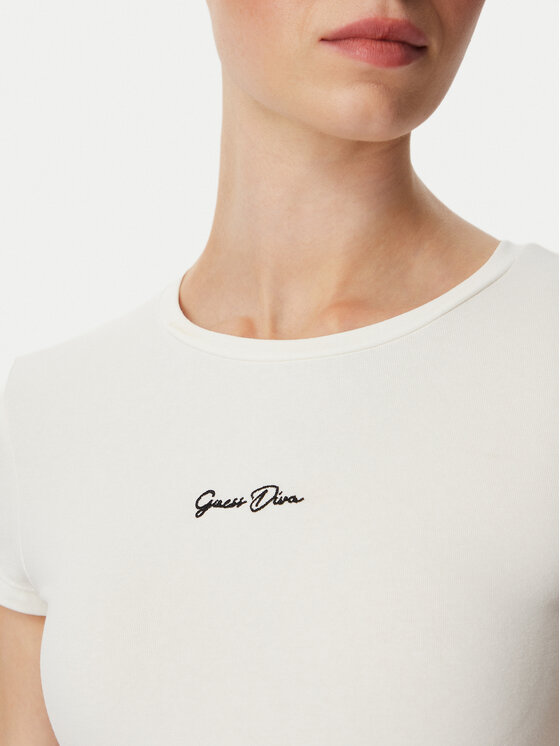 Guess Guess T-Shirt V6YI01 K4258 Creme Slim Fit