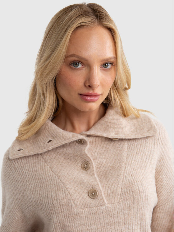 BIG STAR BIG STAR Sweter PULINA_801_160 Beżowy Classic Fit