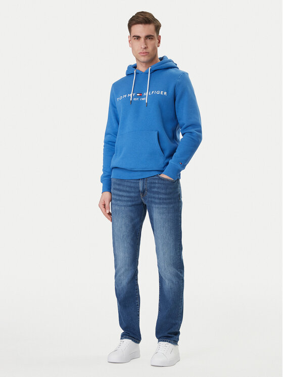 Tommy Hilfiger Tommy Hilfiger Džemperis ar kapuci Logo MW0MW11599 Zils Regular Fit