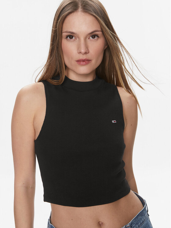 Tommy Jeans Tommy Jeans Top DW0DW17533 Negru Regular Fit