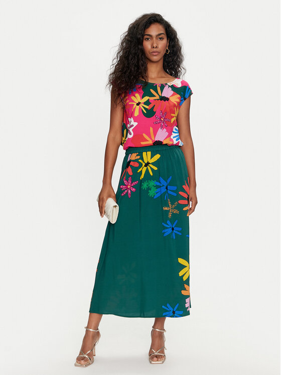 Tatuum Tatuum Spódnica midi Sand 1 T2410.174 Zielony Regular Fit