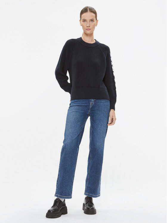 Tommy Hilfiger Tommy Hilfiger Sweater WW0WW39002 Sötétkék Regular Fit