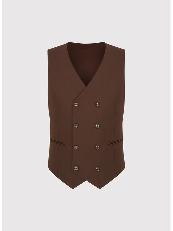 Pako Lorente Pako Lorente Kamizelka P25WF-8X-010 Brązowy Slim Fit