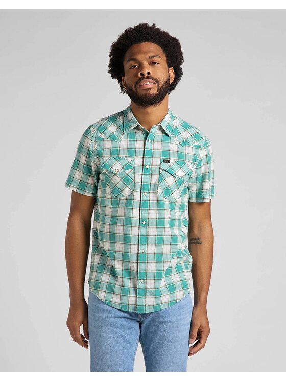 Lee Lee Koszula SS WESTERN SHIRT Zielony Regular Fit