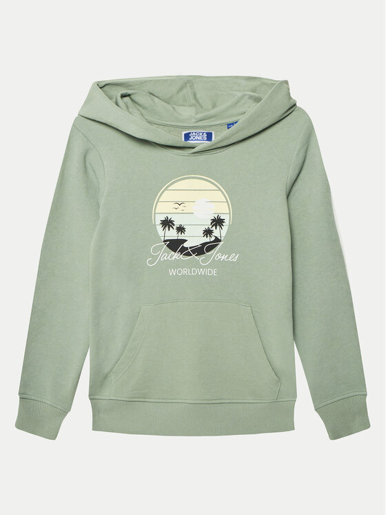 Jack&Jones Junior Mikina Palm 12269868 Zelená Regular Fit