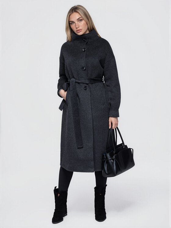 Ombre Ombre Płaszcz przejściowy OW-CT-E0032 Czarny Relaxed Fit