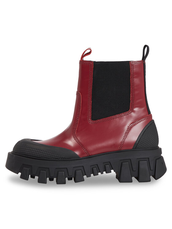 Tommy Jeans Tommy Jeans Боти тип челси Tjw Chunky Chelsea Mix Material EN0EN02375 Червен