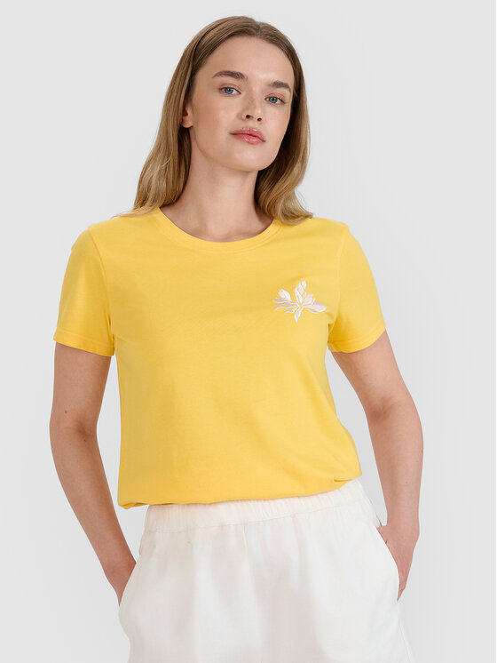 4F 4F T-Shirt SS MIDSHOP TEXTILE Żółty Regular Fit