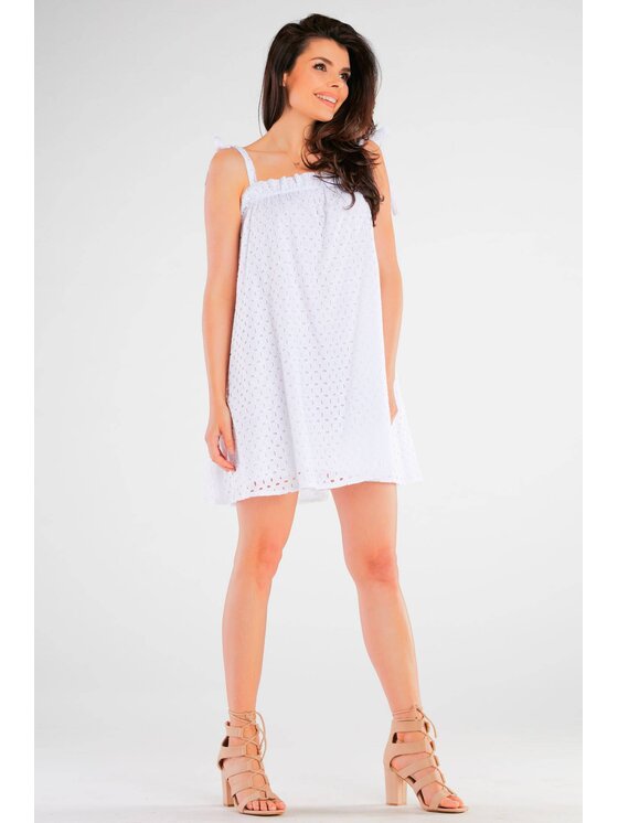 Awama Awama Sukienka letnia A434 Biały Basic Fit