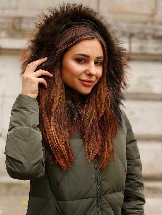 Perso Perso Dámská bunda BLH919029FX Khaki Regular Fit