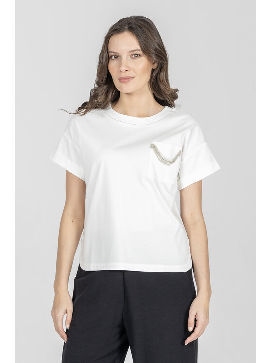 Deni Cler Milano Deni Cler Milano T-Shirt T-DC-T212-F2-10-11-1 Biały Regular Fit