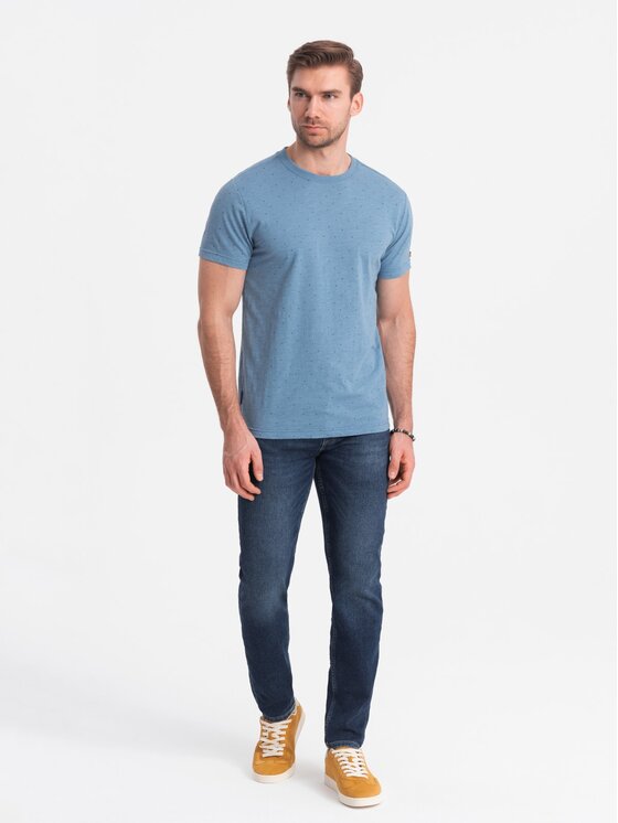 Ombre Ombre T-Shirt OM-TSFP-0185 Modrá Regular Fit