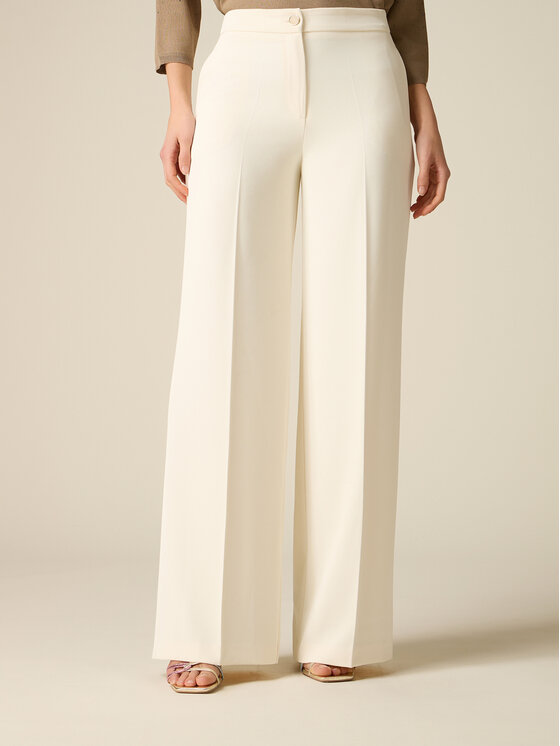 Oltre Oltre Spodnie materiałowe P022R008885N021 Biały Baggy Fit