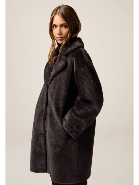 Oltre Oltre Płaszcz zimowy 0083J000126N023 Szary Baggy Fit