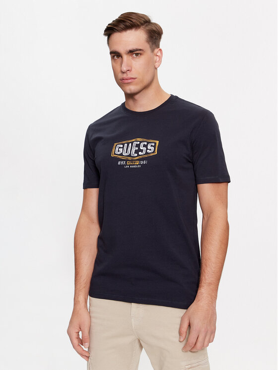 Guess T-krekls M4RI33 J1314 Tumši zils Slim Fit