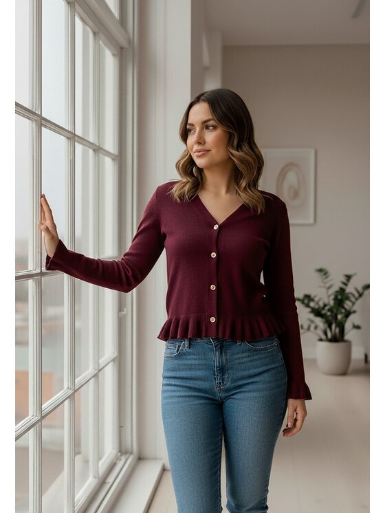 FIGL FIGL Kardigan M1247 Bordó Regular Fit