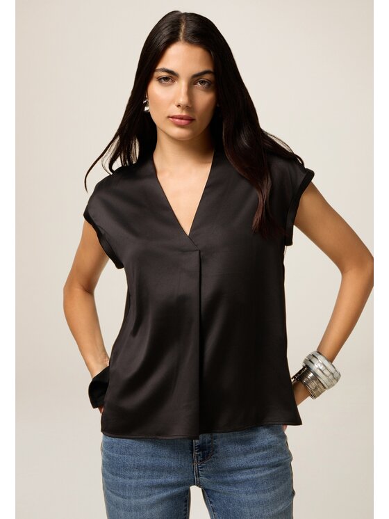 Oltre Oltre Bluzka G268J104217N033 Czarny Regular Fit