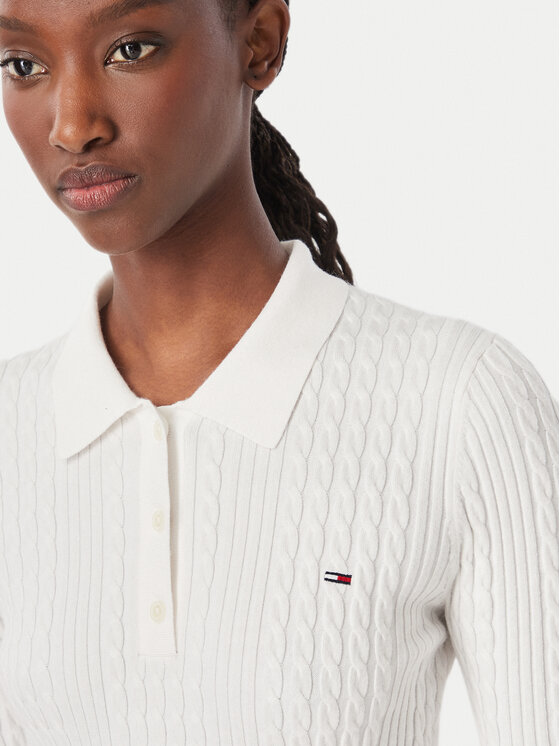 Tommy Jeans Tommy Jeans Úpletové šaty DW0DW23317 Biela Slim Fit