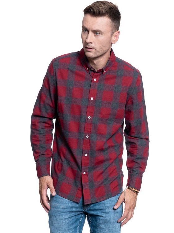 Mustang Mustang Camicia CASPER MG FLANNEL Rosso Regular Fit