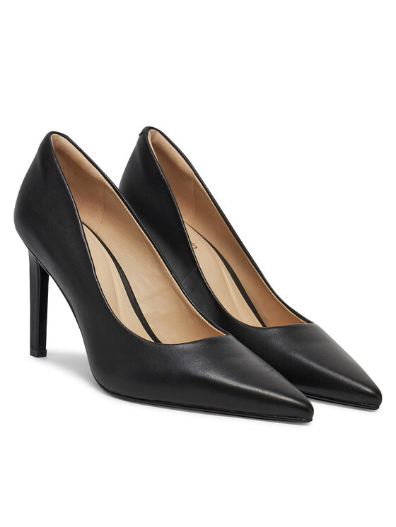 Calvin Klein Calvin Klein Pantofi cu toc subțire Pump 90 Pointy Hw Bar Lth HW0HW02527 Negru