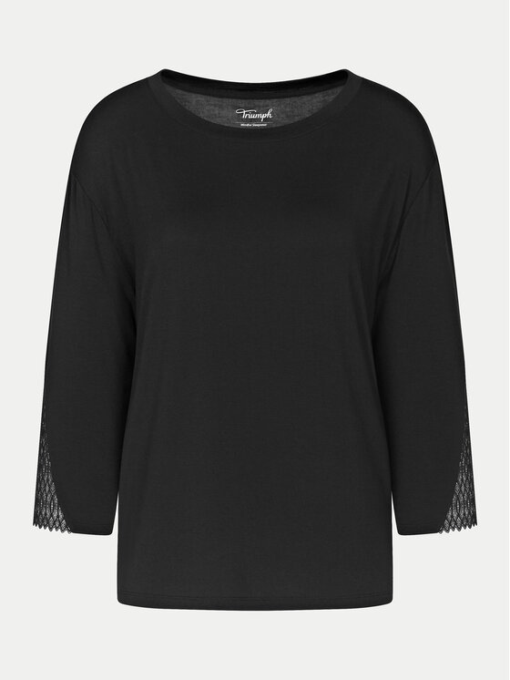 Triumph Triumph Bluzka piżamowa Aura Spotlight 10221371 Czarny Relaxed Fit