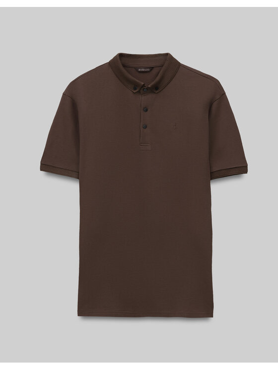 Borgio Borgio Polo Matteo 01 Brązowy Classic Fit